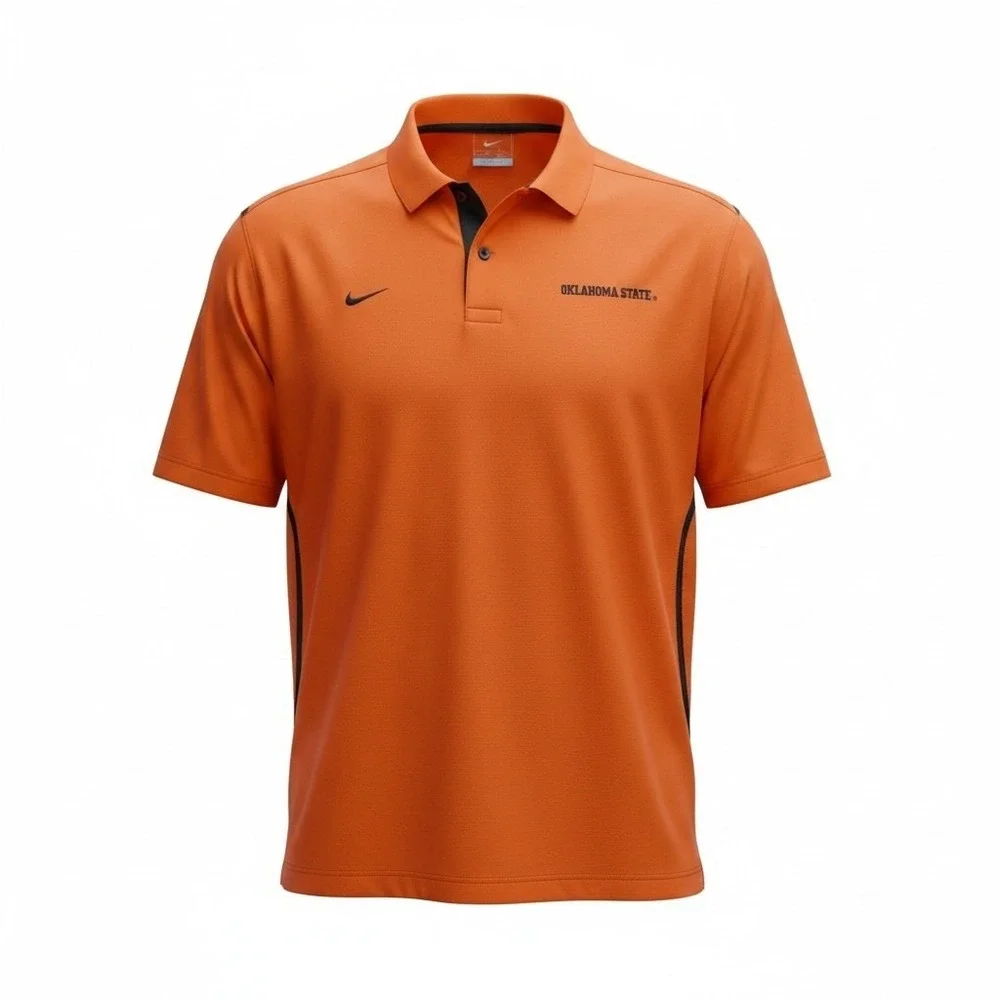 Nike Oklahoma State Cowboys Mens Large Orange Fit Dry Performance Polo Shirt